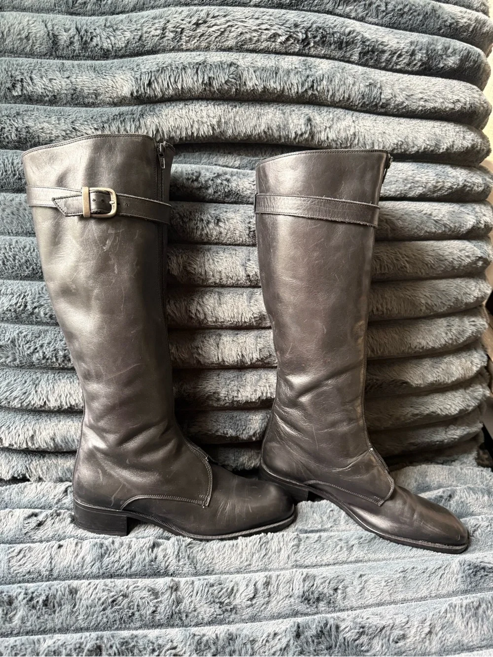 Vintage J. D. Mizrachi Black Leather Knee-High Riding Boots